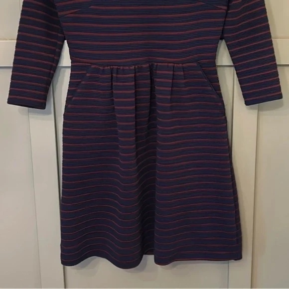 Anthropologie Maeve Brenna Dress Fit & Flare Navy Red Stripes Pockets Size 4 - Picture 8 of 12